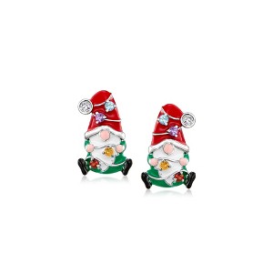 Ross-Simons 0.76 ct. t.w. Multi-Gemstone Christmas Light Gnome Earrings With Multicolored Enamel in Sterling Silver - 1 of 3