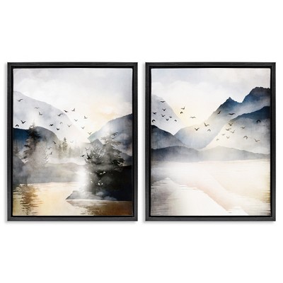 Stupell Industries Sunlit Birds Over Lake Landscape, 31" x 25"