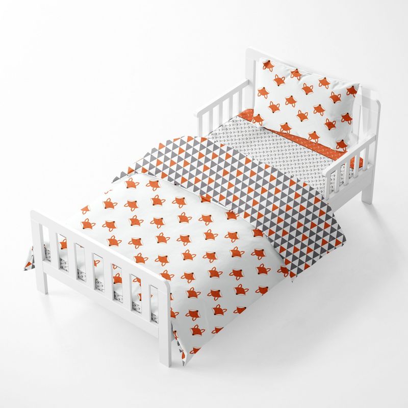 Bacati - Playful Fox Orange Gray 4 pc Toddler Bedding Set, 3 of 9