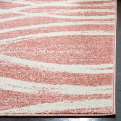 Chic Rose and Cream Reversible Synthetic Area Rug - 2'6" x 10'
