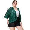 Women's Plus Size Floral Lace Open Front 3/4 Sleeve  Elegant Lightweight Cardigans - Agnes Orinda - 3 of 4