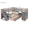 Twin-Twin Over Full L-Shaped Bunk Bed with 3 Drawers, Portable Desk, Wardrobe and Extra Storage for Bedroom, Gray/White/Espresso - ModernLuxe - 3 of 4