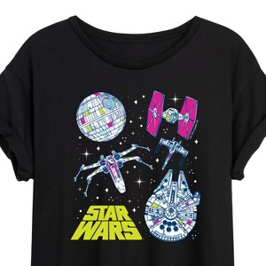 00s STAR WARS アニメT 黒 アーカイブ グランジ Y2K Women's - Star Wars - Ship Grid Oversized Graphic T-Shirt : Target