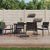vidaXL 5 Piece Patio Dining Set with Cushions Poly Rattan and Steel - Brown 55.1" Table Length 4 Chairs - 2 of 4