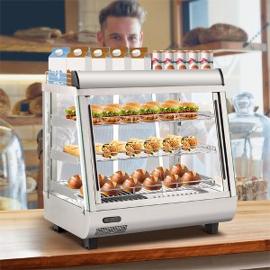 26'' Countertop Warmer Display Case, 3.4 Cu.Ft Food Warmer with Adjustable Shelves, Glass Sliding Doors, 3 Tier Electric Heated Display Cabinet - 1 of 4
