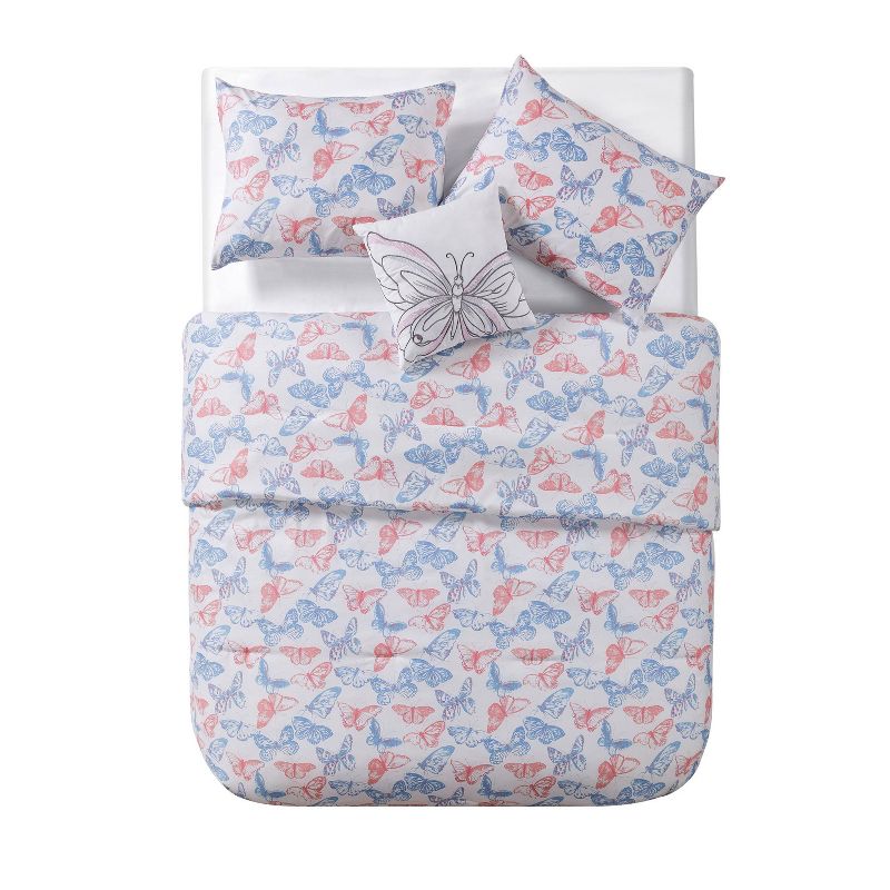 Kids' Pastel Butterfly Comforter Set White - Olivia & Finn, 5 of 9