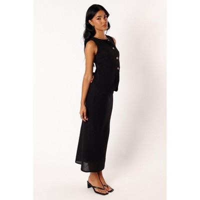 Black Cotton Button Down Shirt and Skirt Set