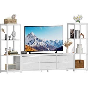TV Stand for 75 Inch TV with 6 Fabric Drawers, Industrial Entertainment Center with 2 Shelves, Media Console for Living Room - 1 of 4
