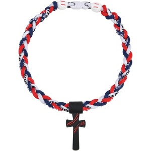 Baseball Necklaces for Boys, Baseball Necklace Three-Braid Rope Tornado Cross Necklace Sports Titanium Necklace Baseball Rope Necklace - 1 of 4