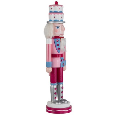 15" Pink and Blue Cake King Nutcracker Christmas Figure