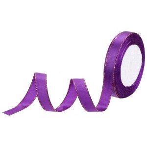 Unique Bargains Double Face Wide Satin Ribbon with Gold Edges for Wedding Bouquet - 1 of 4