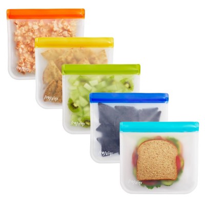 (re)zip Reusable Leak-proof Food Storage Flat Sandwich Lunch Bag - 5ct