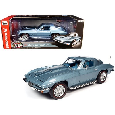 1967 Chevrolet Corvette 427 Hardtop Elkhart Blue Metallic with Blue Interior (MCACN) 1/18 Diecast Model Car by Autoworld