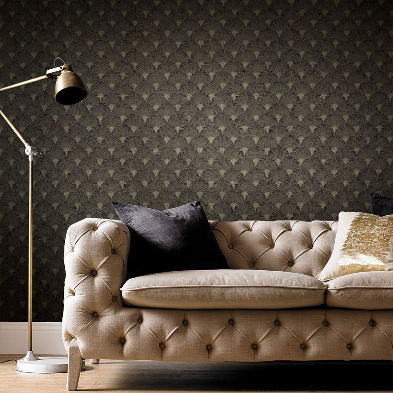 Fan Black and Gold Geometric Paste the Wall Wallpaper, 2 of 5