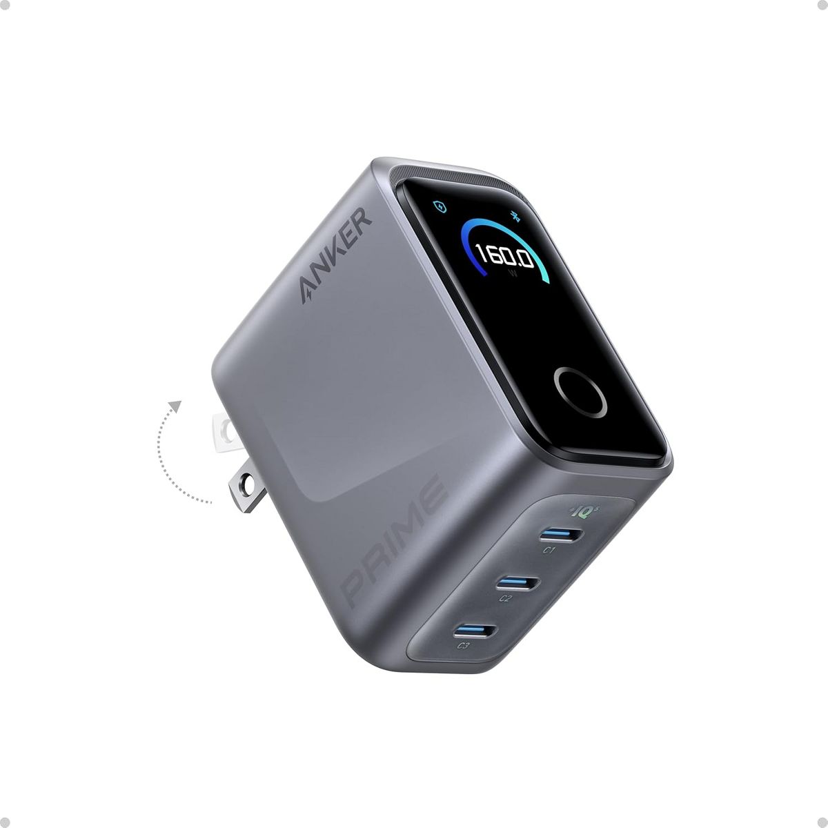 Anker Prime Charger, 160W 3-Port Compact GaN USB C Charger Block