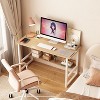 CAVINAS Home Office Desk Modern L-Shaped Writing Desk with Grid Panel, 4 Storage Drawers, Bookshelf for Office - 2 of 4