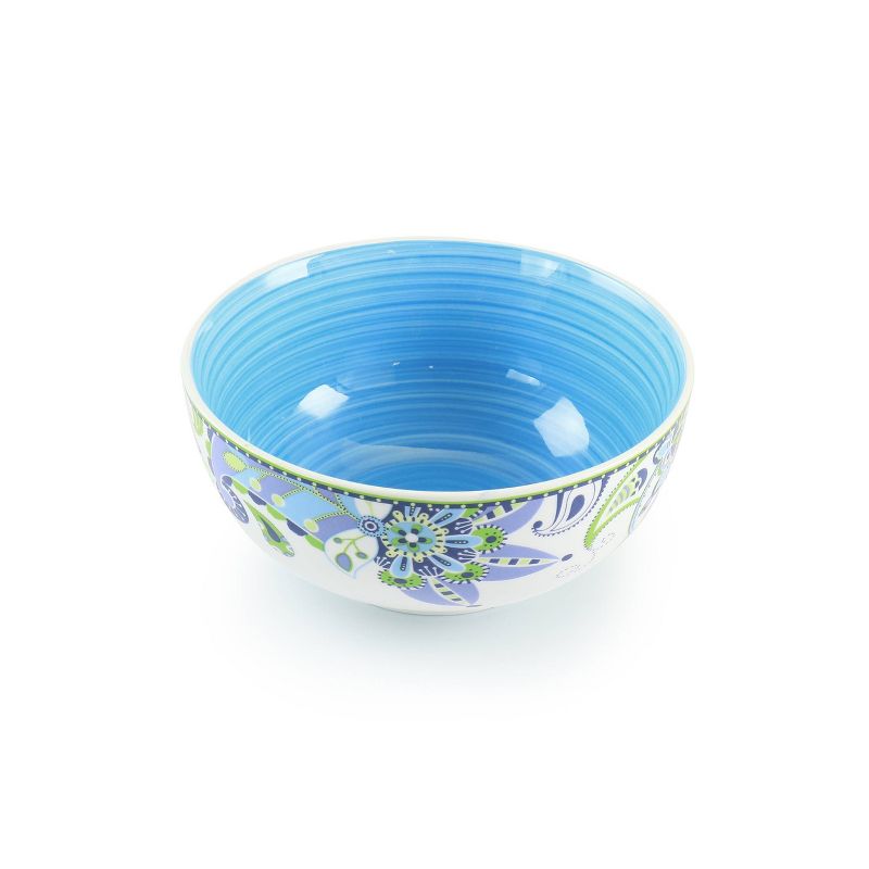 16pc Crush Round Porcelain Dinnerware Set Blue - Elama, 5 of 9