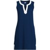 Lands' End Women's Cotton Jersey Notch Neck Dress with Soutache - 3 of 4
