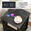 MUUEGM 18.1" Farmhouse Night Stand| Rustic Wood End Table with Charging Station, Open Shelf, 2 Storage Drawers - 4 of 4