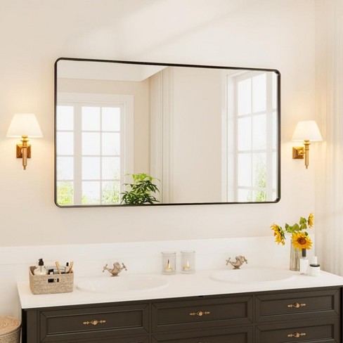 Whizmax Bathroom Rectangle Mirror, 60x36 Inch Black Mirror ...