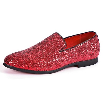 Santimon Mens Glitter Loafers Slip-On Dress Shoes – Sparkly Tuxedo & Suit Shoes for Weddings, Parties, and Formal Events