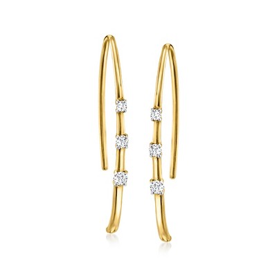 Ross-Simons 0.15 ct. t.w. Diamond Drop Earrings in 14kt Yellow Gold