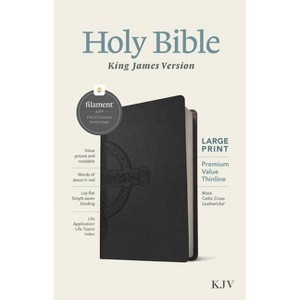 KJV Large Print Premium Value Thinline Bible, Filament Enabled (Leatherlike, Black Celtic Cross, Red Letter) - (Leather Bound) - 1 of 1