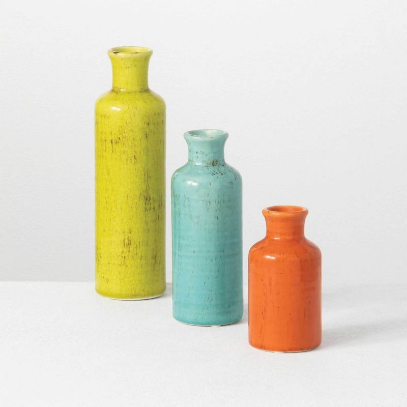 Sullivans Set of 3 Small Ceramic Bottle Vases 5"H, 7.5"H & 10"H, 1 of 17