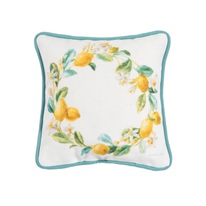 C&F Home 8" x 8" Lemon Wreath Small Petite Printed Throw Pillow - 1 of 4