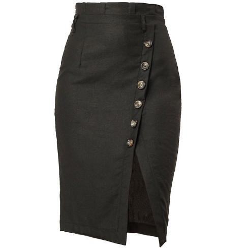 Black button down outlet skirt knee length