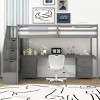 Streamdale Twin Size Loft Bed Frame with Built-in Desk and Double Storage Drawers,Gray - 2 of 4