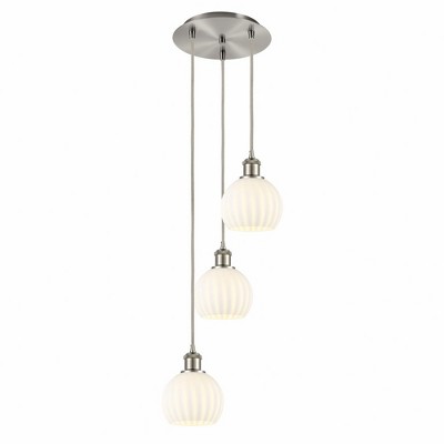 White Venetian - 3 Light Cord Hung Multi Pendant In Modern Style-12.25 Inches Tall and 12.5 Inches Wide