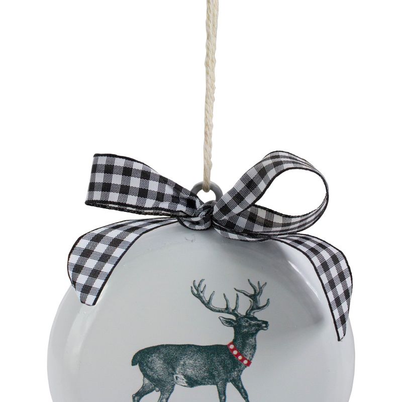 Northlight 4.5" White and Black Reindeer "Merry Christmas" Disc Ornament, 2 of 4