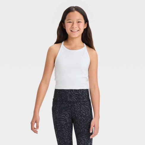 Girls' Seamless Cropped Tank Top - All In Motion™ Black Xs : Target