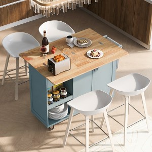 Foldable Kitchen Island with Storage, Mobile Cart with Sliding Shelf, Drawer, Towel Rack, Adjustable Shelves, Rolling Kitchen Storage - 1 of 4