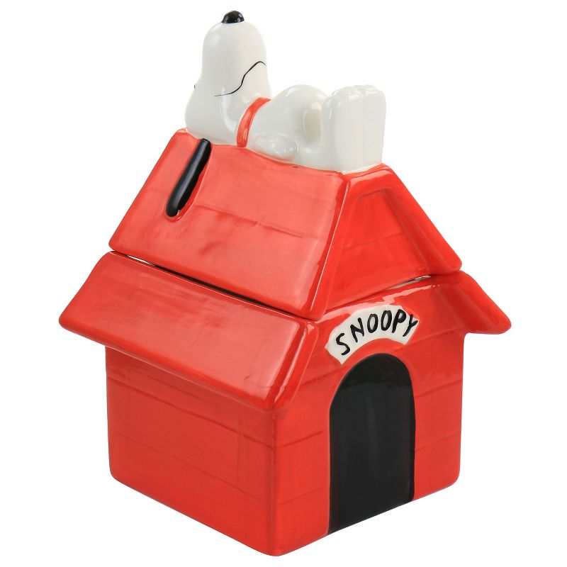 Gibson Peanuts Classic Snoopy Dog House Durastone 11.2in Cooke Jar in Red, 1 of 8