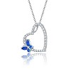 Guili Sterling Silver Necklace with 14k Yellow Gold Plating, Butterfly Design, Blue or Red Cubic Zirconia, and Heart Pendant – Elegant Look - 2 of 3