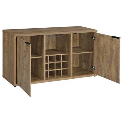 Rustic Brown Mango Wood Sideboard with Wine Storage