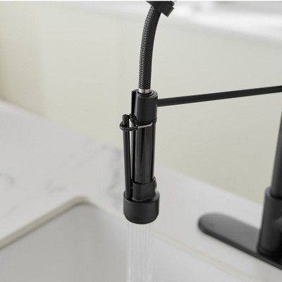 Matte Black High-Arc Kitchen Faucet with Pull-Out Spray