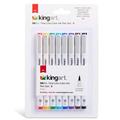 KINGART Inkline™ Large Tip Pens 8 Colors