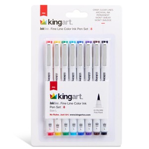 KINGART Inkline™ Large Tip Pens 8 Colors - 1 of 4