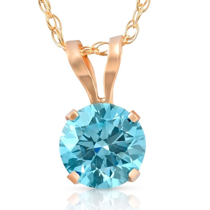Pompeii3 1/2Ct Lab Created Blue Diamond Solitaire Pendant Necklace14k White or Yellow Gold, 1 of 5