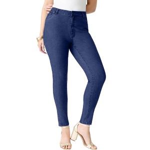 Roaman's Women's Plus Size Invisible Stretch Iconic Slim Jean - 1 of 4