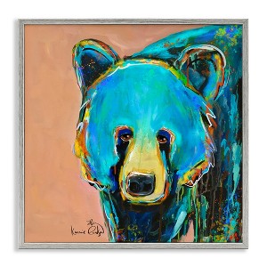 Stupell Industries Brilliant Blue Bear Gazing Street Style Graffiti Splatter Black Framed Giclee Art - 1 of 4