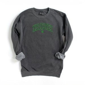 Simply Sage Market Women's  Garment Dyed Graphic Sweatshirt Embroidered Irish Varsity Clover St. Patrick's Day - 1 of 3