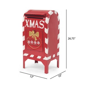 Rbied 26.75 in. H Red Metal Christmas Mailbox for Indoor Outdoor Holiday Decor (1-Pack) - 1 of 4