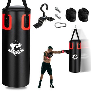 Costway 56Lbs Filled Punching Bag Set Kickboxing MMA Thai Training w/ Hand Wraps Hanger - 1 of 4