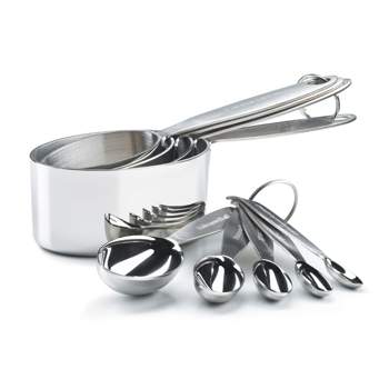 Stainless Steel Measuring Cups and Spoons Set by Finely Polished - 13 Piece Professional Quality Metal Measuring Cup Set - Dry and Liquid Measuring