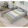 KTMBDW Twin/Full Floor Bed for Children, Sturdy Wood Montessori Bed Frame with High Security Barrier and Door, Montessori Floor Bed for Girls and Boys - 2 of 4