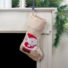 Northlight 19" Burlap Skiing Santa With Poles and Snowflakes Christmas Stocking - 2 of 4